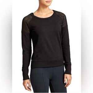 549 Athleta Citytime Mesh Shoulder Sweatshirt XS Black Athleisure Pullover